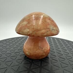 Vintage Genuine Alabaster Hand Carved Mushroom Made In Italy Paperweight